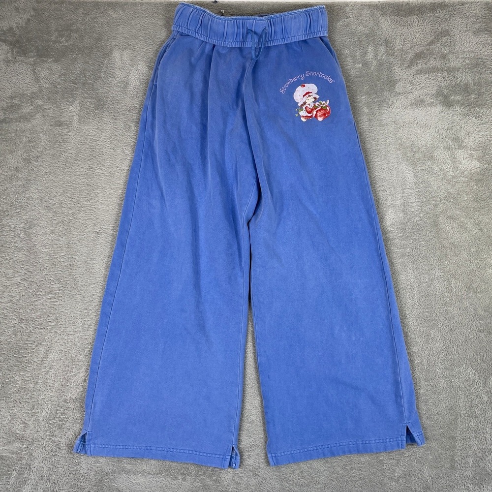 Strawberry Shortcake Sweatpants‎ Womens Small Blue Wide Leg Y2K Dollette